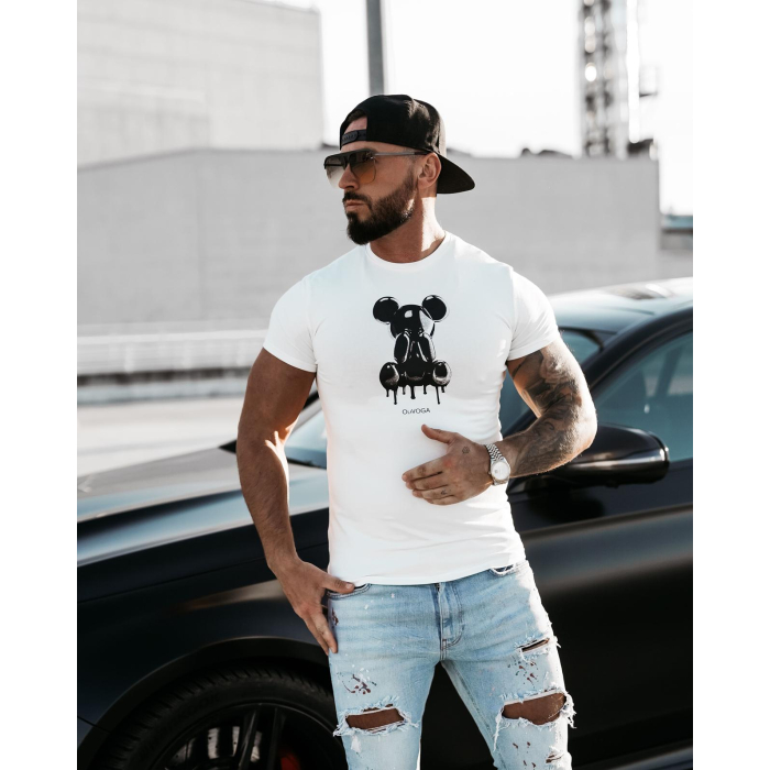 BLUZKA T-SHIRT MĘSKI OVERSIZE PRINT OLAVOGA MEN CAVE ECRU
