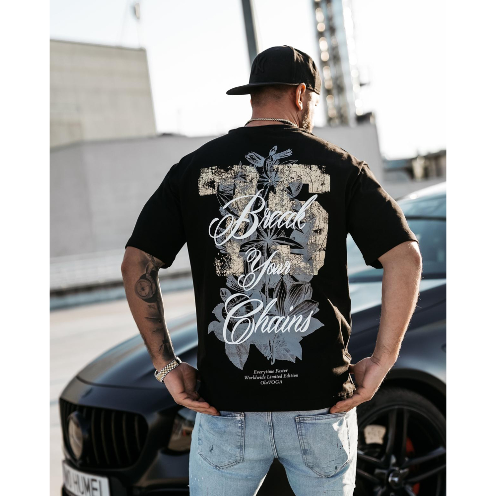 BLUZKA T-SHIRT MĘSKI OVERSIZE PRINT OLAVOGA MEN GREAK BLACK