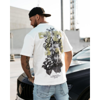BLUZKA T-SHIRT MĘSKI OVERSIZE PRINT OLAVOGA MEN GREAK ECRU