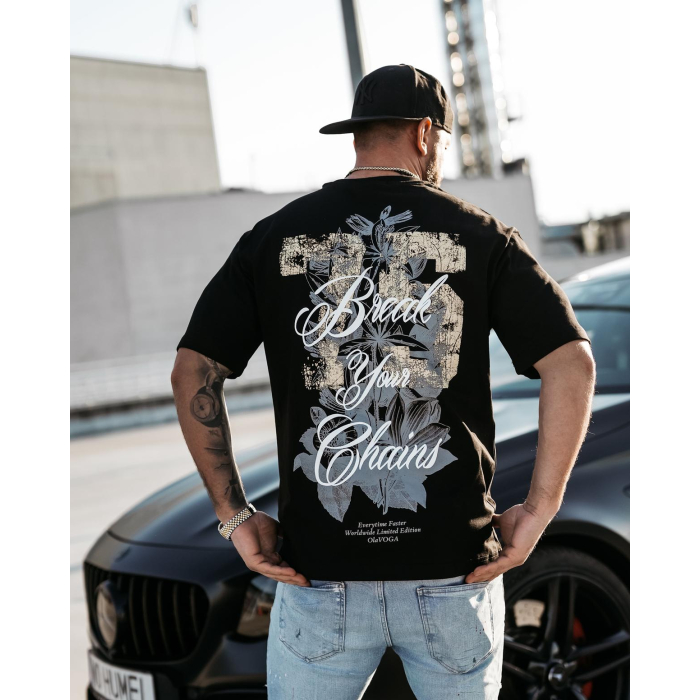BLUZKA T-SHIRT MĘSKI OVERSIZE PRINT OLAVOGA MEN GREAK BLACK
