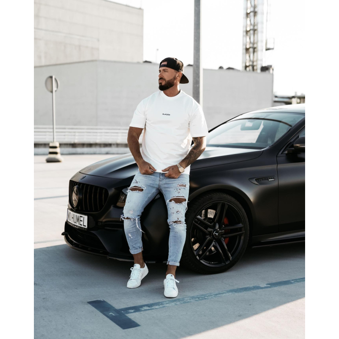 BLUZKA T-SHIRT MĘSKI OVERSIZE PRINT OLAVOGA MEN GREAK ECRU