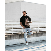 BLUZKA T-SHIRT MĘSKI OVERSIZE PRINT OLAVOGA MEN VERNICE BLACK