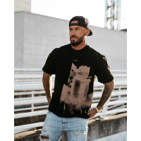 BLUZKA T-SHIRT MĘSKI OVERSIZE PRINT OLAVOGA MEN VERNICE BLACK