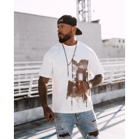 BLUZKA T-SHIRT MĘSKI OVERSIZE PRINT OLAVOGA MEN VERNICE ECRU
