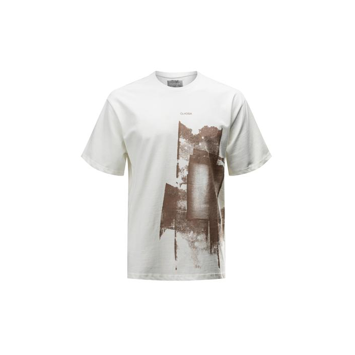 BLUZKA T-SHIRT MĘSKI OVERSIZE PRINT OLAVOGA MEN VERNICE ECRU