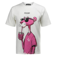 BLUZKA T-SHIRT MĘSKI OVERSIZE RÓŻOWA PANTERA OLAVOGA MEN HILL ECRU