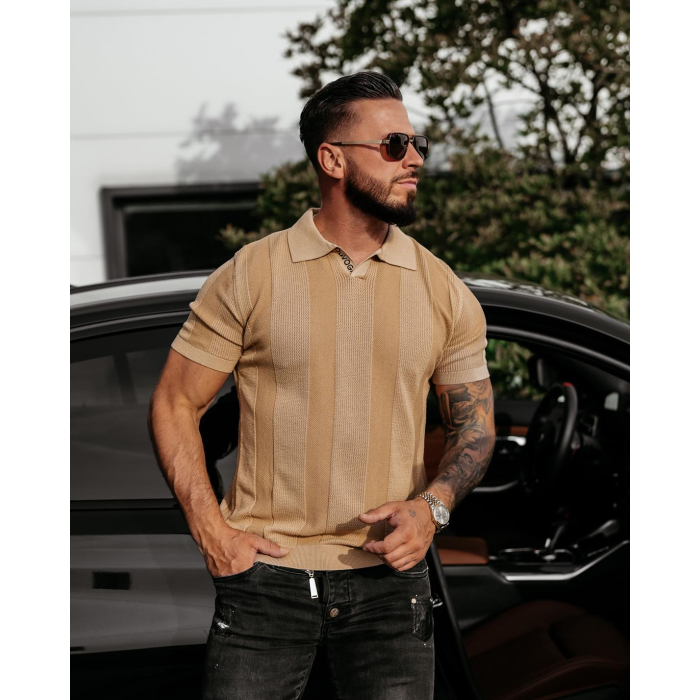 BLUZKA T-SHIRT MĘSKI POLO OLAVOGA MEN REER BEIGIE