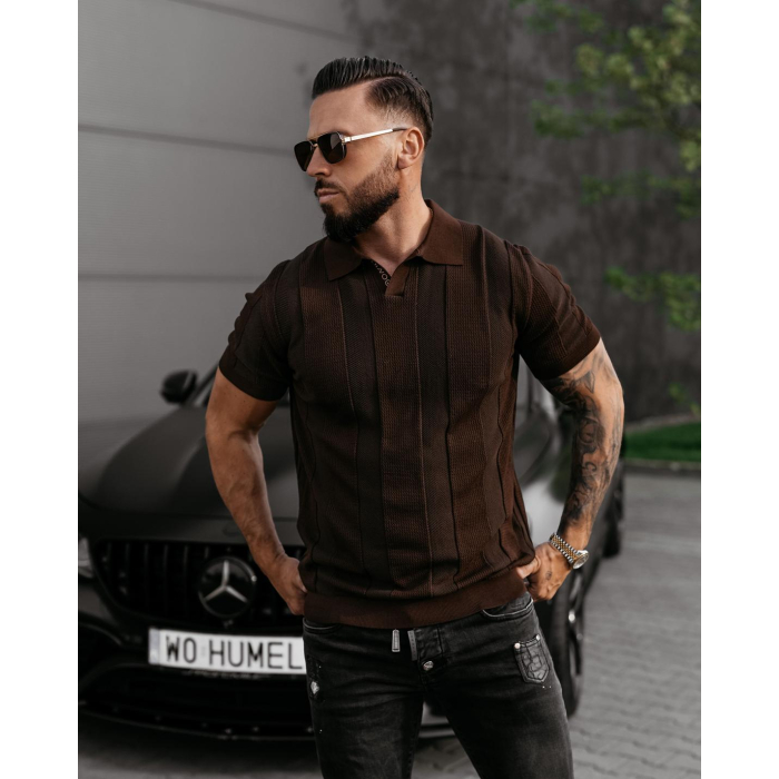 BLUZKA T-SHIRT MĘSKI POLO OLAVOGA MEN REER BROWN