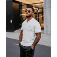 BLUZKA T-SHIRT MĘSKI POLO Z WISKOZY OLAVOGA MEN TWIST ECRU