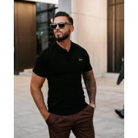 BLUZKA T-SHIRT MĘSKI POLO Z WISKOZY OLAVOGA MEN TWIST BLACK