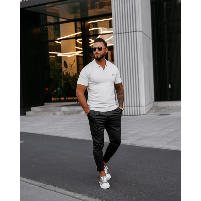 BLUZKA T-SHIRT MĘSKI POLO Z WISKOZY OLAVOGA MEN TWIST ECRU