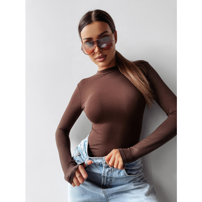 BODY DAMSKIE Z WISKOZY BEZ PLECÓW OLAVOGA PELLE BROWN