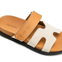 BUTY DAMSKIE KLAPKI OLAVOGA SHOES DUOTONE BEIGIE