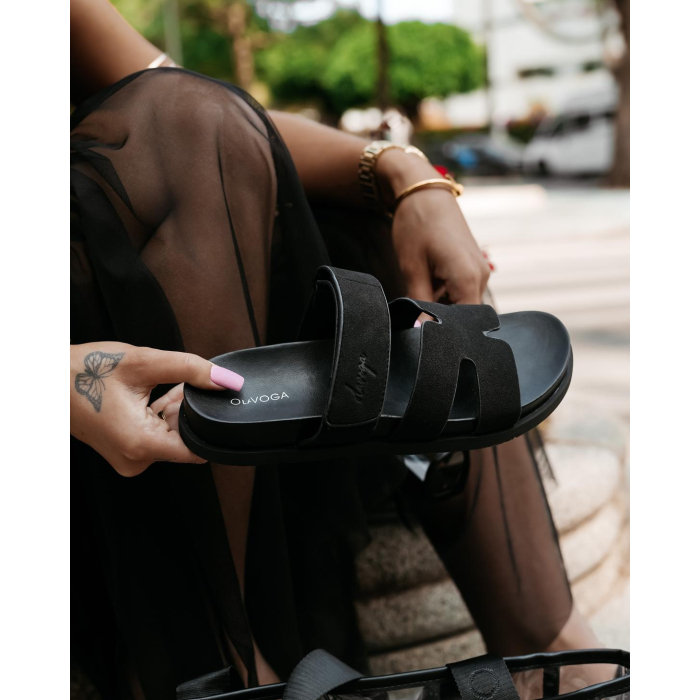 BUTY DAMSKIE KLAPKI OLAVOGA SHOES DUOTONE BLACK