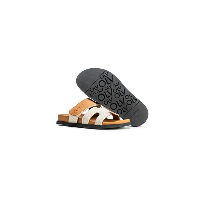 BUTY DAMSKIE KLAPKI OLAVOGA SHOES DUOTONE BEIGIE