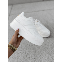 BUTY DAMSKIE SNICKERS NA GRUBEJ PLATFORMIE OLAVOGA VENETY WHITE