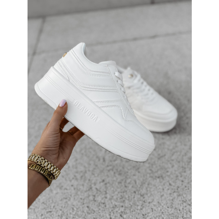 BUTY DAMSKIE SNICKERS NA GRUBEJ PLATFORMIE OLAVOGA VENETY WHITE