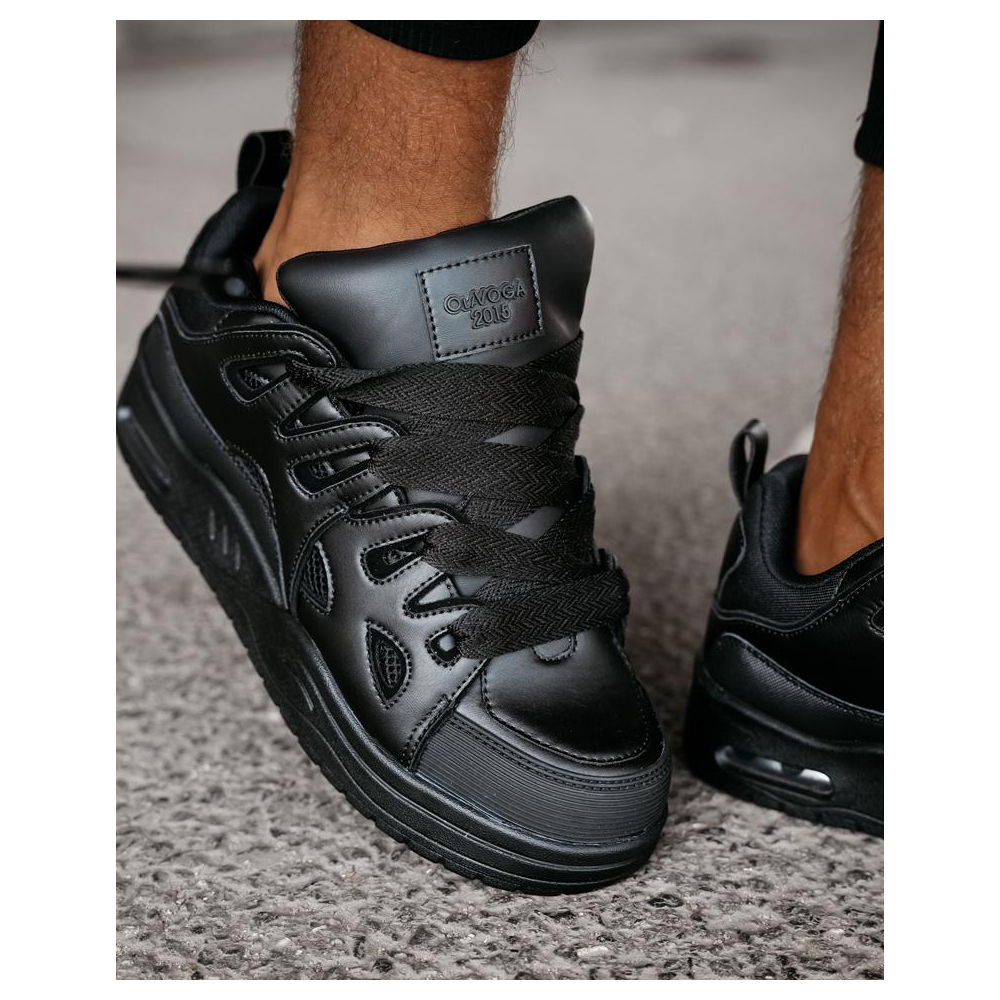 BUTY MĘSKIE SNEAKERSY NA GRUBSZEJ PODESZWIE OLAVOGA MEN SHOES AUTHENTIC BLACK