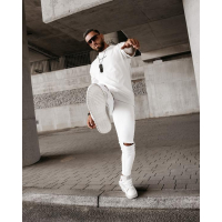 BUTY MĘSKIE SNEAKERSY NA GRUBSZEJ PODESZWIE OLAVOGA MEN SHOES AUTHENTIC WHITE