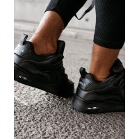 BUTY MĘSKIE SNEAKERSY NA GRUBSZEJ PODESZWIE OLAVOGA MEN SHOES AUTHENTIC BLACK