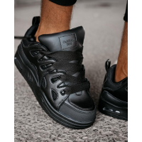 BUTY MĘSKIE SNEAKERSY NA GRUBSZEJ PODESZWIE OLAVOGA MEN SHOES AUTHENTIC BLACK