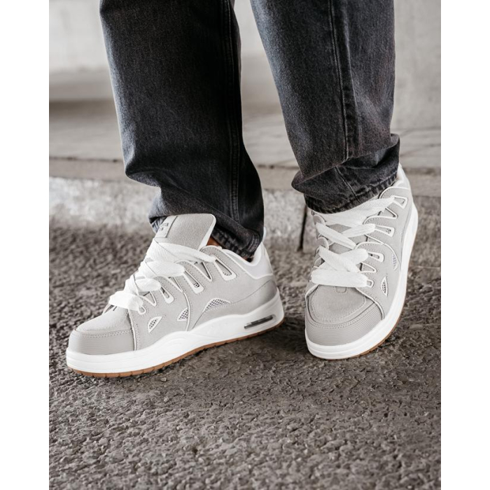 BUTY MĘSKIE SNEAKERSY NA GRUBSZEJ PODESZWIE OLAVOGA MEN SHOES AUTHENTIC GRAY