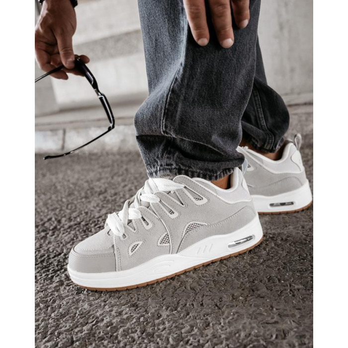 BUTY MĘSKIE SNEAKERSY NA GRUBSZEJ PODESZWIE OLAVOGA MEN SHOES AUTHENTIC GRAY