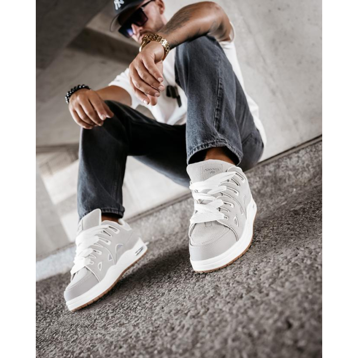 BUTY MĘSKIE SNEAKERSY NA GRUBSZEJ PODESZWIE OLAVOGA MEN SHOES AUTHENTIC GRAY