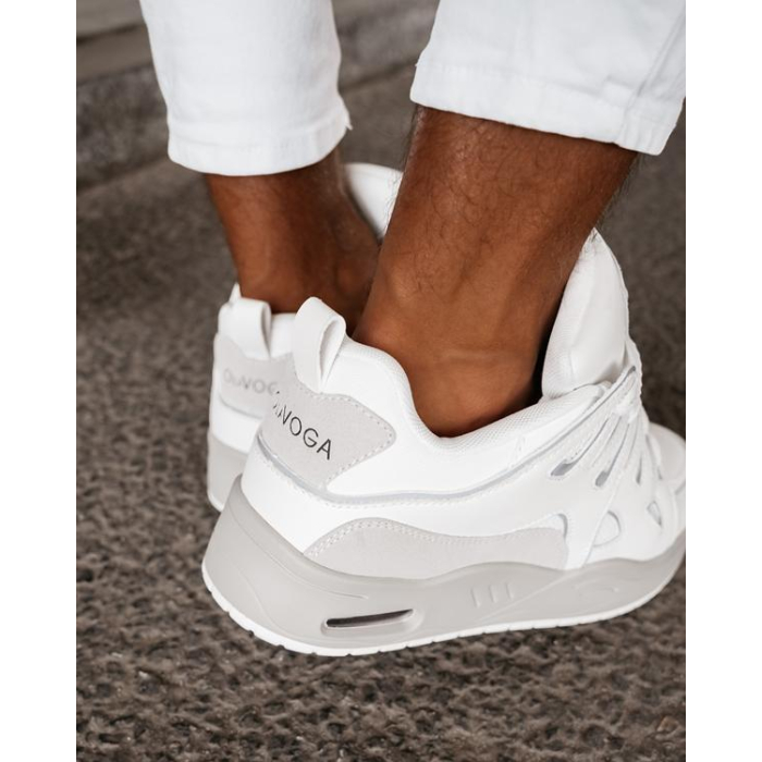 BUTY MĘSKIE SNEAKERSY NA GRUBSZEJ PODESZWIE OLAVOGA MEN SHOES AUTHENTIC WHITE