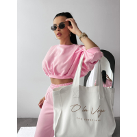 KOMPLET DRES BAWEŁNIANY DAMSKI OLAVOGA TIPSY PINK