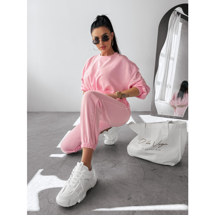 KOMPLET DRES BAWEŁNIANY DAMSKI OLAVOGA TIPSY PINK