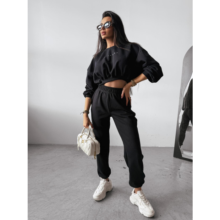 KOMPLET DRES BAWEŁNIANY DAMSKI OLAVOGA TIPSY BLACK