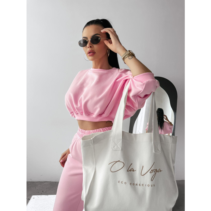 KOMPLET DRES BAWEŁNIANY DAMSKI OLAVOGA TIPSY PINK
