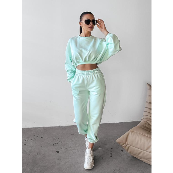 KOMPLET DRES BAWEŁNIANY DAMSKI OLAVOGA TIPSY MINT