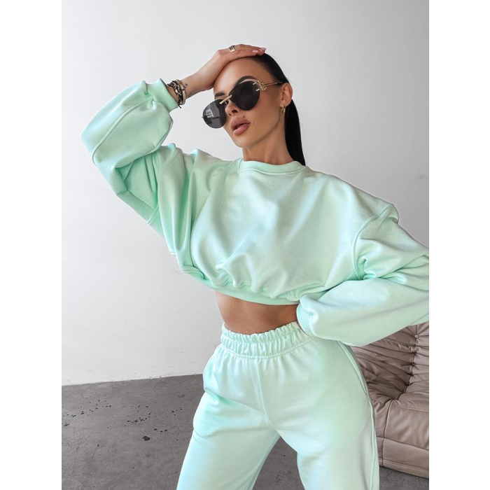 KOMPLET DRES BAWEŁNIANY DAMSKI OLAVOGA TIPSY MINT