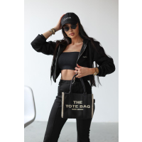 KOMPLET DRES BLUZA Z KAPTUREM NA ZAMEK HAFT OLAVOGA TUTO BLACK