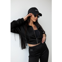 KOMPLET DRES BLUZA Z KAPTUREM NA ZAMEK HAFT OLAVOGA TUTO BLACK