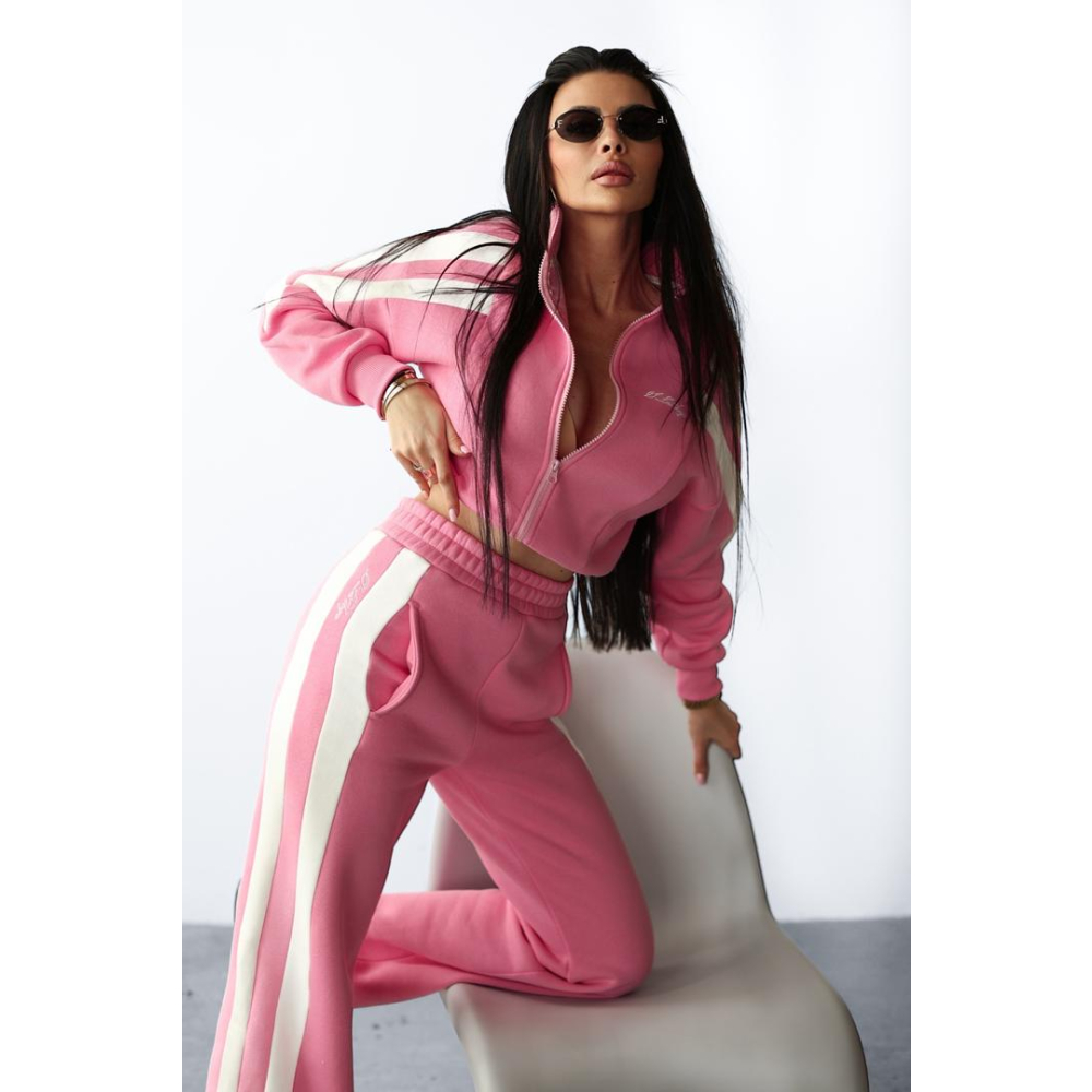 KOMPLET DRES DAMSKI BAWEŁNIANY HAFT OLAVOGA DABI PINK