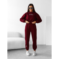 KOMPLET DRES DAMSKI BAWEŁNIANY HAFT OLAVOGA SCRITTO BORDO