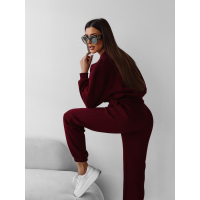 KOMPLET DRES DAMSKI BAWEŁNIANY HAFT OLAVOGA SCRITTO BORDO