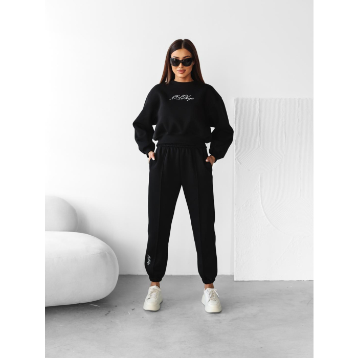 KOMPLET DRES DAMSKI BAWEŁNIANY HAFT OLAVOGA SCRITTO BLACK