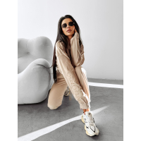 KOMPLET DRES DAMSKI WELUROWY 3D HAFT OLAVOGA LAGOS BEIGE