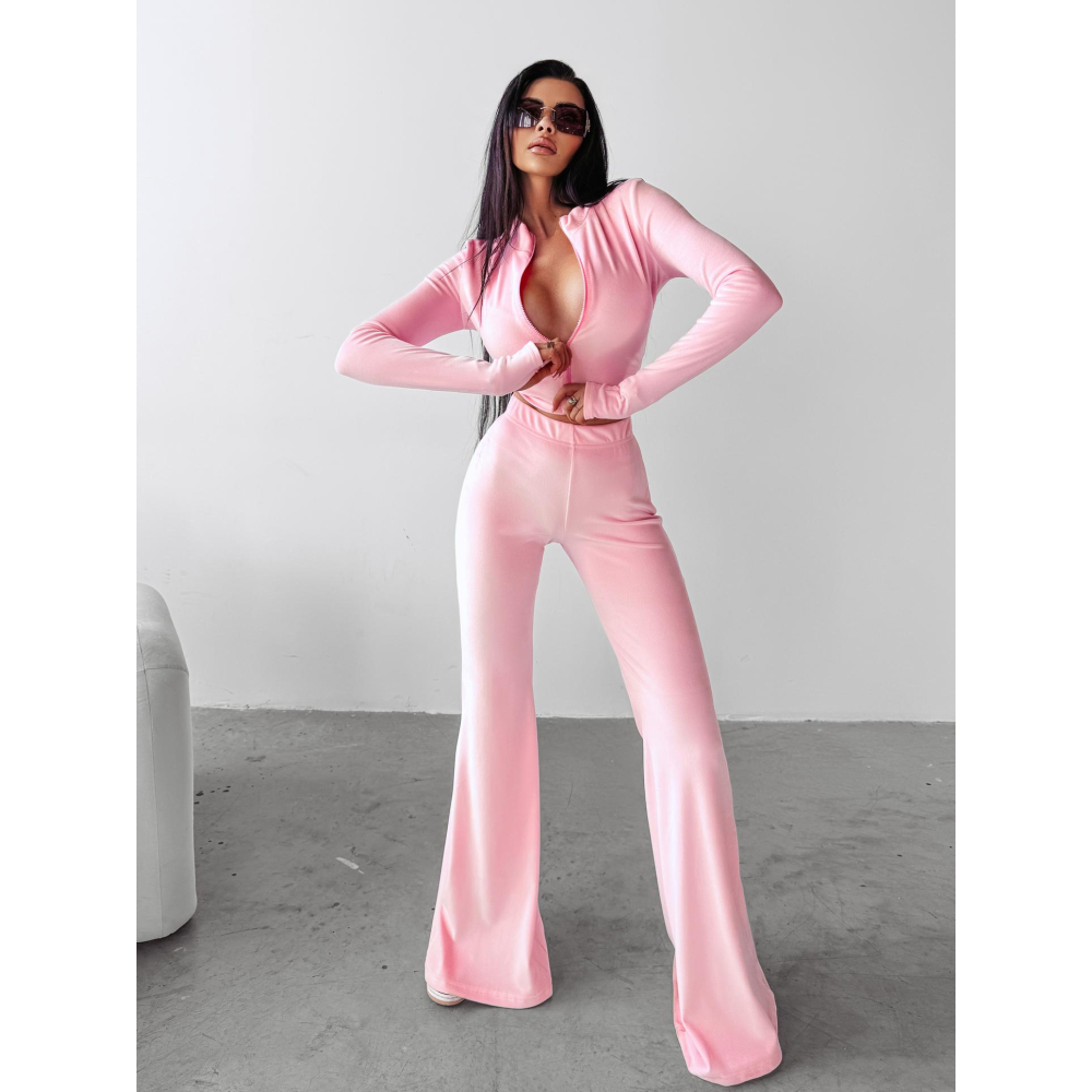KOMPLET DRES DAMSKI WELUROWY HAFT OLAVOGA PRIMROSE PUDER