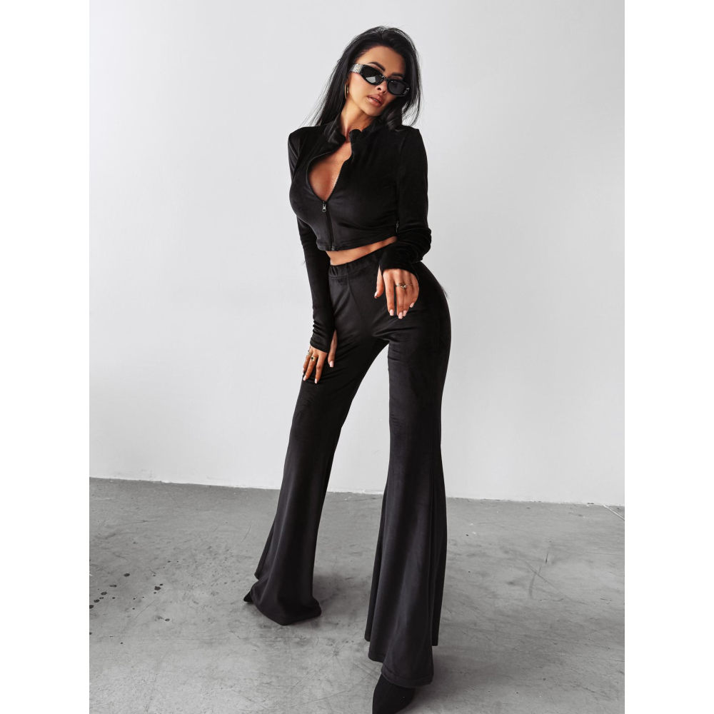 KOMPLET DRES DAMSKI WELUROWY HAFT OLAVOGA PRIMROSE BLACK