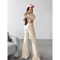 KOMPLET DRES DAMSKI WELUROWY HAFT OLAVOGA PRIMROSE BEIGIE