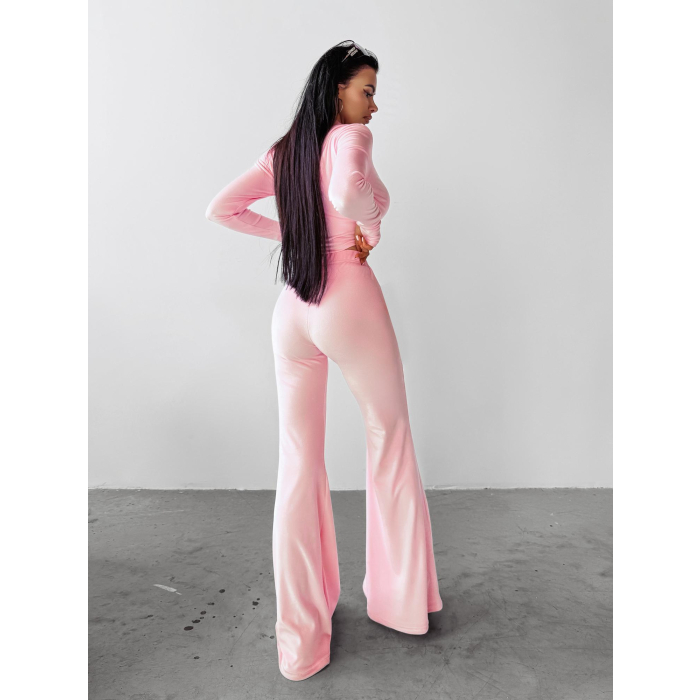 KOMPLET DRES DAMSKI WELUROWY HAFT OLAVOGA PRIMROSE PUDER