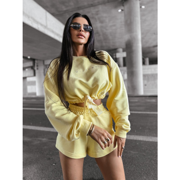 KOMPLET DRES DAMSKI Z KRÓTKIMI SPODENKAMI OLAVOGA LAZO YELLOW