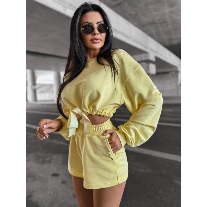 KOMPLET DRES DAMSKI Z KRÓTKIMI SPODENKAMI OLAVOGA LAZO YELLOW