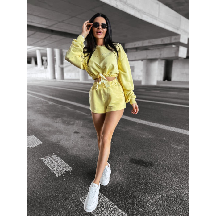 KOMPLET DRES DAMSKI Z KRÓTKIMI SPODENKAMI OLAVOGA LAZO YELLOW
