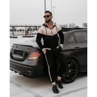 KOMPLET DRES MĘSKI BAWEŁNIANY NA ZAMEK OLAVOGA MEN DUNES BLACK BEIGIE